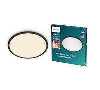 Philips SuperSlim Plafón LED de techo con SceneSwitch (18 W), 3 niveles de brillo, Luz blanca cálida, EyeComfort, negro, 30 cm