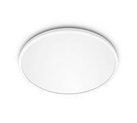 Philips Plafón Superslim - Lámpara LED de techo blanca regulable, luz blanca cálida 27K 18W