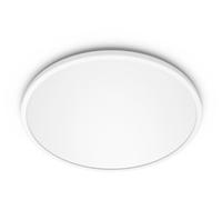 Philips Superslim - Plafón LED de techo para baño, 18W, Luz blanca cálida 2700K, SceneSwitch con 3 niveles de iluminación, Regulable, Protección IP44, Color Blanco, Pack de 2