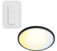 Philips Plafón LED Superslim – 29.1 cm, 16 W, regulable 1%, 5 escenas, mando a distancia, negro