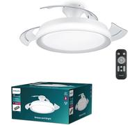 Philips Ventilador de Techo Bliss con luz LED 28W, motor DC (35W), aspas retráctiles, color Blanco, 3 temperaturas de luz, Mando Incluido, Modo Invierno/Verano, (versión 2024)