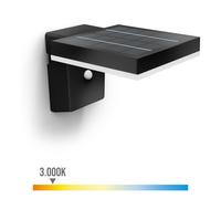 Philips Aplique de pared exterior Zonal – LED solar 1,3 W, negro, cabezal 16 x 16 cm
