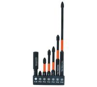 Phillips #2 Impact - Juego de 7 puntas magnéticas para destornillador y brocas Phillips PH2 Premium S2 de 15,2 cm con soporte magnético para puntas