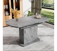 phosir Mesa de comedor ovalada extensible 110/130 cm con espacio de almacenamiento, moderna mesa de comedor en gris/plata, mesa de cocina para cocina, comedor, sala de estar