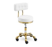 Physa Gela - Taburete con Ruedas (150 kg, Altura Regulable, 47-61 cm), Color Blanco/Dorado