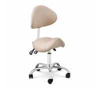 Physa Taburete de Estética Asiento para Cosmética Mannheim Mannheim Cream (Estructura: Acero Cromado, Tapicería: Piel sintética (PVC), Color: Crema, Plateado)