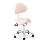 Physa Taburete de Estética Asiento para Cosmética Mannheim Powder Pink (Estructura: Acero Cromado, Tapicería: Piel sintética (PVC), Color: Rosa, Plateado)