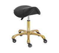 physa Taburete de Estética con Ajuste de Altura 55 - 70 cm para hasta 150 kg Negro y Dorado Taburete de oficina tipo silla de montar Taburete pony Taburete de estética con ruedas