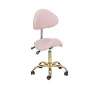 Physa Taburete de estética con Ruedas Regulable en Altura 51-65 cm para hasta 150 kg en Rosa pálido y Dorado Taburete para estética Taburete de Oficina Silla cosmética Banqueta de Trabajo