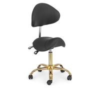 Physa Taburete de estética Ruedas Regulable en Altura 51-65 cm Giratoria 360° para hasta 150 kg en Negro y Dorado Taburete para estética Taburete de Oficina Silla cosmética Banqueta de Trabajo