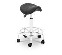 Physa Taburete para Estética Tipo Silla De Montar Physa Frankfurt Black (Estructura de Acero Cromado, Tapicería en Suave PU, Acolchado Confortable, Negro)