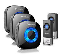 PHYSEN Timbre Inalámbrico Exterior Impermeable IP55, 400M Alcance Doorbell, Kit de Timbre con 3 Receptor + 2 Transmisor, 58 Melodías 5 Niveles de Volumen (0-110dB), Indicador LED, Fácil Instalación