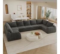 Piaenon 411cm U-Form Boneless sofá de compresión gris oscuro | Sofá de salón XXL sin montaje, ideal para familias y grandes áreas de estar.