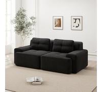 Piaenon Sofá modular Boneless de pana cómodo en la nube con asiento profundo sin montaje Loveseat para salón, color negro