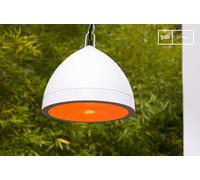 PIB Lámpara colgante metal blanco, estilo vintage escandinavo, interior anaranjado, iluminación suave, ambiente acogedor, salón ideal, 23x23x25cm