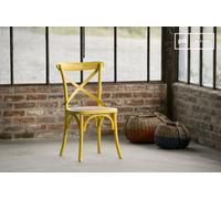 PIB Silla bistró amarilla de madera, estilo shabby chic, 48cm x 51cm x 88cm, robusta con encanto vintage,