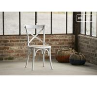 PIB Silla bistró de madera blanca, estilo shabby chic, dim: 48x51x88cm, haya con asiento de mimbre,