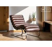 PIB Silla en cuero marrón: estilo bauhaus escandinavo, acolchado confortable, patas de acero cromado, dimensiones 60x113x86cm