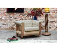 PIB Sillón chesterfield en lino beige, 1 asiento, 103x82x73cm, estilo chesterfield vintage, confort óptimo, espacio relax perfecto