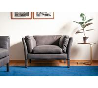 PIB Sillón de cuero gris, 1 plaza, estilo escandinavo, dim: 107x84x68cm, elegante sillón vintage hamar