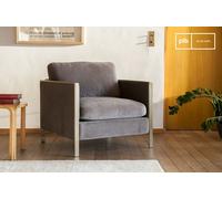 PIB Sillón de terciopelo gris, 1 plaza, estilo escandinavo, dim: 88cm x 78cm x 82cm, sillón art déco para asiento cómodo,