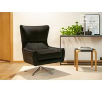 PIB Sillón giratorio de terciopelo gris, 1 asiento, estilo escandinavo, dim: 73x75x96cm, diseño años 50-70, base plateada,