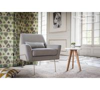 PIB Sillón lounge, tela gris, 1 asiento, estilo escandinavo, dim: 82x79x85cm, patrones retro de los años 60 y patas doradas,