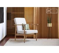 PIB Sillón retro de madera maciza beige, 1 plaza, escandinavo, dim: 61cm x 58cm x 86cm, diseño de posguerra en fresno macizo,