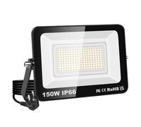PICAA Foco LED de 150W, IP66, resistente al agua,15000LM luz de seguridad, luz de pared exterior blanco cálido 3000K, para jardín, patio, garaje, almacén, con enchufe europeo (1 unidad)