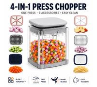 Picador Manual de Verduras, Cortador de Cebolla, Prensa para Alimentos, Cortador de Patatas Fritas, 4 Cuchillas Intercambiables, Accesorios de Preparación de Cocina 4 Blades
