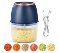 Picadora de cocina, picadora de cebolla, 350 ml, 6 cuchillas de acero inoxidable, con cable de carga tipo C para la cocina doméstica y para viajes de campamento, adecuado para picar carne, pimientos
