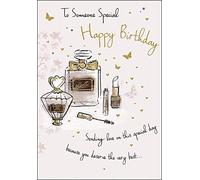 Piccadilly Greetings Group Ltd Preciosa tarjeta de felicitación de cumpleaños con revestimiento de purpurina para alguien, color blanco, 7 x 5 pulgadas