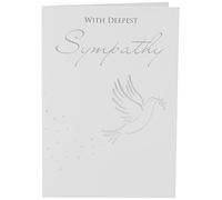 Piccadilly Greetings Group Ltd Tarjeta de felicitación de condolencias con paloma de plata encantadora, color blanco, 7 x 5