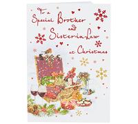 Piccadilly Greetings Group Ltd Tarjeta de Navidad tradicional para cuñado y cuñado, 22,8 x 15,2 cm, edición real, rojo, marrón, blanco y roble
