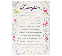 Piccadilly Greetings Heartfelt Wishes Regal Publishing C80679 - Tarjeta de cumpleaños sentimental para hija, color blanco, melocotón, beige, rosa, verde, 22,86 x 15,24 cm
