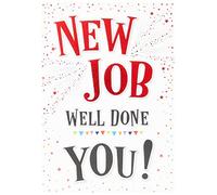Piccadilly Greetings Modern New Job Well Done Felicitaciones - 17,78 x 12,7 cm A11854, gris, rojo, blanco y negro