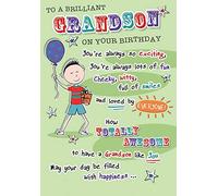 Piccadilly Greetings Regal Publishing - Tarjeta de cumpleaños para nieto, 23 x 15 cm, color beige, rojo y amarillo