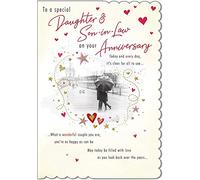 Piccadilly Greetings Tarjeta de aniversario tradicional para nuera y yerno, 9 x 6 pulgadas