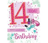 Piccadilly Greetings Tarjeta de cumpleaños juvenil tradicional, edad 14 F, 20,3 x 15,2 cm