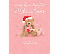 Piccadilly Greetings - Tarjeta de Navidad clásica para nieta, diseño de osito, 20 x 15 cm