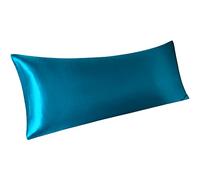 PiccoCasa 1 funda de almohada de satén para el cuerpo para cabello y piel, funda de almohada sedosa de lujo, fundas de almohada largas de satén de lujo con cierre de sobre, azul pavo real 20"x72