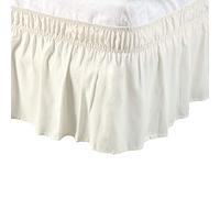 PiccoCasa Falda de cama elástica con volantes, base de cama envolvente, sábana de microfibra cepillada con volantes de 38 cm (individual, beige)