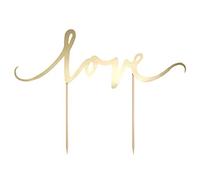 Pick con texto "Love" dorado - Decoración para tarta de boda