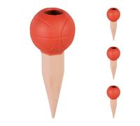 Relaxdays 4 Picos de Riego de Baloncesto, Autorriego, para Botellas de 1,5 L, Regadores, de Cerámica, Naranja/Terracota