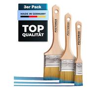 PICTORIS Juego de 3 pinceles para barniz, fabricado en Alemania, sin pérdida de cerdas, pincel profesional para barnizado de madera, aceite de linaza, pintura de tiza, pincel para madera con pintura