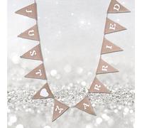 Picysa Juego de Pancartas Just Married, 12 Uds., Decoración Triangular de Tela a la Moda para Fiesta de Boda, Color Marrón, Tamaño 13x17cm