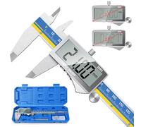 Pie de Rey Digital,Preciva Calibrador digital electrónico de acero inoxidable de 150mm/6pulgadas,Gran Pantalla LCD,Micrómetro de alta precisión,Medida de Diámetro Interior,Exterior,Profundidad