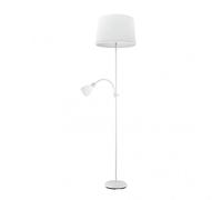 Pie de salon rilon 1xe27+1xe14 c/lector blanco pantalla blanca 175,5x4