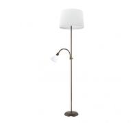 Pie de salon rilon 1xe27+1xe14 c/lector marron pantalla blanca 175,5x