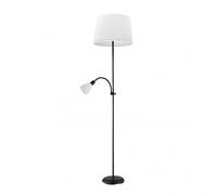 Pie de salon rilon 1xe27+1xe14 c/lector negro pantalla blanca 175,5x4